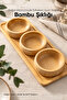 3 Round Bowl Bamboo Snack Bowl with Tray - 6