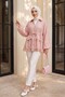 Sprinkled Glitter Tunnel Lace Balloon Sleeve Zippered Jacket -Powder - 4