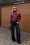 Burgundy Textured Leather Jacket with Epaulettes - 5168 - 3