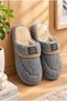 Gray Women's Fur Lined Plush House Slippers Closed Toe Non-Slip Sole Winter Women's House Dowry Slippers 4 Seasons - 2