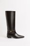 Boots 2603 - Bitter Brown Women's Boots with Thin Gold Belt Detail - 2
