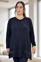 Stone-Embroidered Circular Neck Bell Cut Plus Size Blouse - 3
