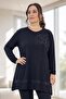 Stone-Embroidered Circular Neck Bell Cut Plus Size Blouse - 7