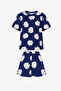 Navy Blue Happy Cats Cat Patterned Short Sleeve Shorts Pajama Set - 5