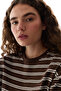 Brown Long Sleeve Striped Top - 2