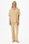 Yellow Hannah Checker Pattern Short Sleeve Shirt Pants Pajama Set