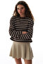 Brown Long Sleeve Striped Top