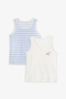 Boy's Off-White Striped 2-Piece Undershirt Set