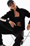 Black Silky Touch Stripe Detailed Trousers - 2
