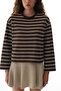 Brown Long Sleeve Striped Top - 3