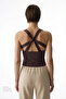 Brown Gathered Back Heart Neckline Cotton Modal Blend Top - 2