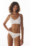 Ecru Openwork Patterned Seamless Bralet with Removable Pads - 2