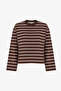 Brown Long Sleeve Striped Top - 6