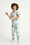 Boy's Green Sleepasaurus Short Sleeve 2-Piece Pajama Set - 5