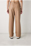 Dark Beige High Waist Straight Leather Pants - 4