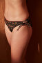 Black Floral Patterned Side Tie Detailed Bikini Bottom - 2