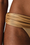 Beige Leas Gathered Glittery Mid-Waist Bikini Bottom - 3