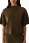Khaki Crew Neck Cropped Modal Top - 3