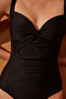 Black Gathered Swimsuit - 3