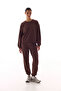 Brown Stitching Detailed Crew Neck Cotton Sweatshirt - 3