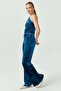 Women's One-Shoulder Velvet Jumpsuit - 4