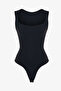 Black U-Neck Soft Textured Bodysuit - 4