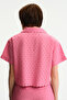 Pink Oriana Openwork Patterned Short Sleeve Shirt - 3