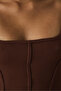 Cappuccino Seamless Square Neck Short Sleeve Crop T-Shirt - 4