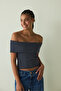 Cupsecret Self-Padded Striped Foldable Madonna Collar Sleeveless Slim Fit Top