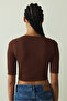Cappuccino Seamless Square Neck Short Sleeve Crop T-Shirt - 6