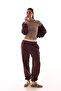 Brown Stitching Detailed Crew Neck Cotton Sweatshirt - 6