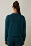 Dark Green Modal Fleece-Lined Sweatshirt - 5