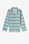 Boy's Blue Long Sleeve Shirt Pants Pajama Set - 2