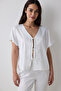 Bridal Satin Shirt Pants Off-White Pajama Set - 3