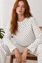 Women's Heart Pattern Long Sleeve Comfortable Pajama Set 4673 - 3