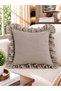 İnci Vintage Ruffled Mink Color Throw Pillow Cover 1 Pc - 2