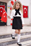 Girl's Long Sleeve Black Skirt Ecru Blouse Scarf 29 October Set - 2