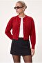 Women's Tilia Crop Red Knit Cardigan