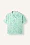 Oversize Wide Fit Polo Collar Patterned Viscose Short Sleeve Shirt Boys F5672A825Hs - 7