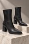 Codi̇ Pointed Toe Thick Heeled Zippered Women's Boots - 4