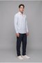 100% Linen Regular Fit Polo Collar Basic Long Sleeve Shirt C1825Ax26Sm