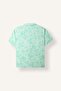 Oversize Wide Fit Polo Collar Patterned Viscose Short Sleeve Shirt Boys F5672A825Hs - 8