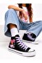 Fun Girl Printed Lilac Lace-Up Ankle Black Kids Sneaker