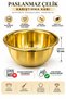 Gold Metal Dough Mixing Bowl Deep Kneading Whisking Food Preparation Bowl 28 cm - 2