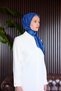 Blue 90X90 Silk Crepe Satin Scarf - 2