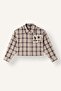 100% Cotton Relaxed Fit Plaid Patch Detailed Poplin Long Sleeve Crop Shirt Girls I5834A826Wn - 6