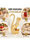 6-piece gold sweet coffee tea spoon set with swan holder, embroidered decorative elegant presentation set, luxury set - 6
