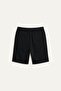 100% Cotton Relax Fit Elastic Waist Black Bermuda Shorts H7661Ax26Hs - 6