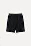 100% Cotton Relax Fit Elastic Waist Black Bermuda Shorts H7661Ax26Hs - 5