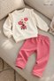 Baby Girl Floral Embroidered 2-Piece Set with Ruffle Detail, Seasonal Baby Set